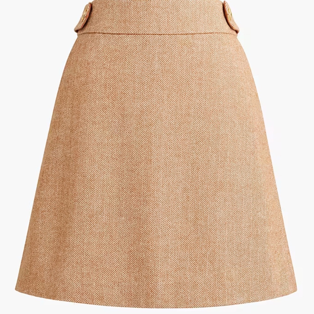 NWT J Crew Factory Sailor A-line skirt in Brown Ivory 12